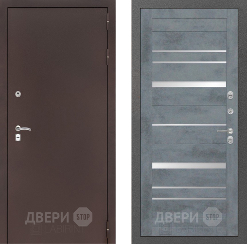 Входная металлическая Дверь Лабиринт (LABIRINT) Classic антик медь 20 Бетон темный в Красноармейске