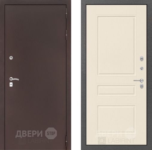 Входная металлическая Дверь Лабиринт (LABIRINT) Classic антик медь 03 Крем софт в Красноармейске