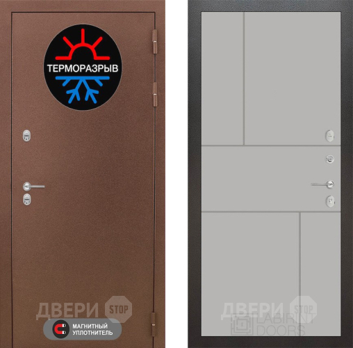 Входная металлическая Дверь Лабиринт (LABIRINT) Термо Магнит 21 Грей софт в Красноармейске