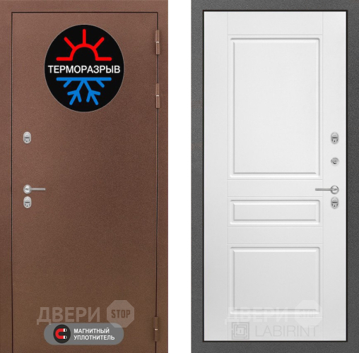 Входная металлическая Дверь Лабиринт (LABIRINT) Термо Магнит 03 Белый софт в Красноармейске