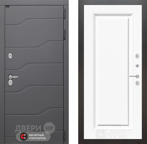 Входная металлическая Дверь Лабиринт (LABIRINT) Ривер 27 Белый (RAL-9003) в Красноармейске