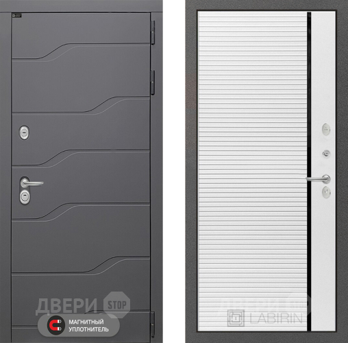 Входная металлическая Дверь Лабиринт (LABIRINT) Ривер 22 Белый софт в Красноармейске