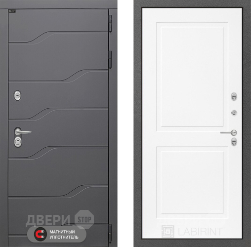 Входная металлическая Дверь Лабиринт (LABIRINT) Ривер 11 Белый софт в Красноармейске