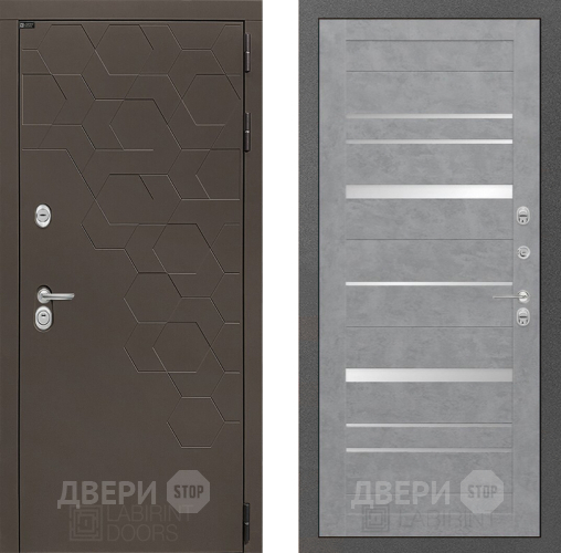 Входная металлическая Дверь Лабиринт (LABIRINT) Смоки 20 Бетон светлый в Красноармейске
