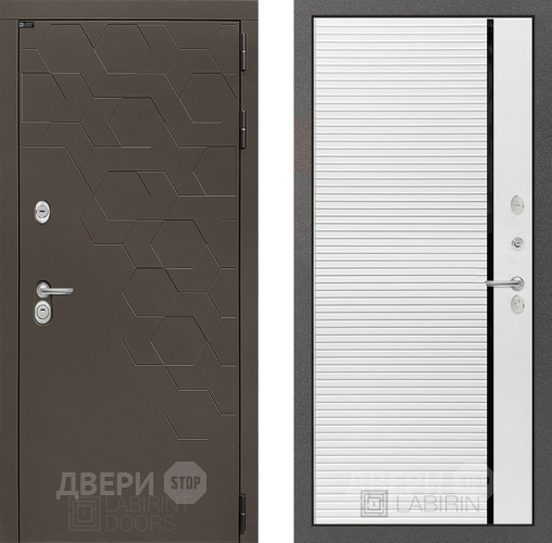 Входная металлическая Дверь Лабиринт (LABIRINT) Смоки 22 Белый софт в Красноармейске