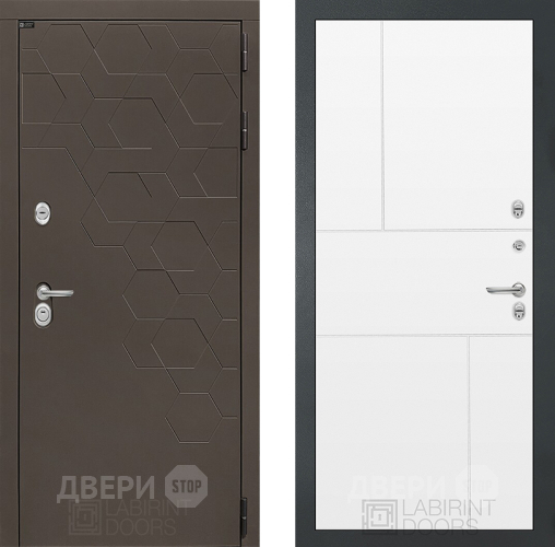 Входная металлическая Дверь Лабиринт (LABIRINT) Смоки 21 Белый софт в Красноармейске
