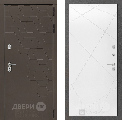 Входная металлическая Дверь Лабиринт (LABIRINT) Смоки 24 Белый софт в Красноармейске