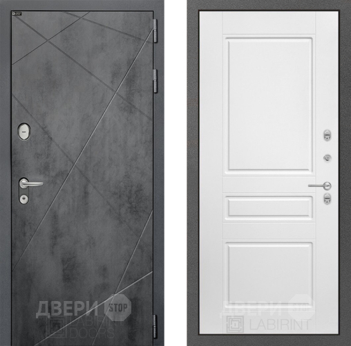 Входная металлическая Дверь Лабиринт (LABIRINT) Лофт 03 Белый софт в Красноармейске