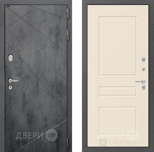 Входная металлическая Дверь Лабиринт (LABIRINT) Лофт 03 Крем софт в Красноармейске