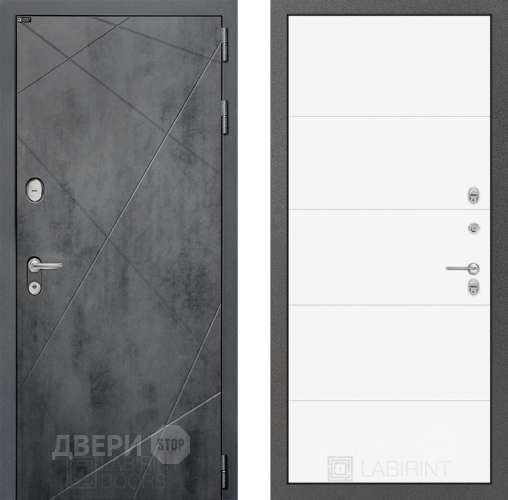 Входная металлическая Дверь Лабиринт (LABIRINT) Лофт 13 Белый софт в Красноармейске