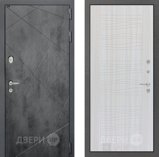 Входная металлическая Дверь Лабиринт (LABIRINT) Лофт 06 Сандал белый в Красноармейске