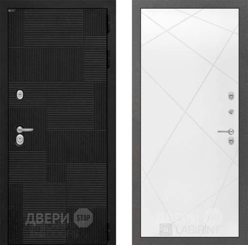 Входная металлическая Дверь Лабиринт (LABIRINT) Pazl 24 Белый софт в Красноармейске