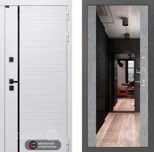 Входная металлическая Дверь Лабиринт (LABIRINT) Royal Зеркало Максимум Бетон светлый в Красноармейске