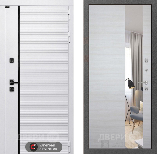 Входная металлическая Дверь Лабиринт (LABIRINT) Royal Зеркало Акация светлая в Красноармейске