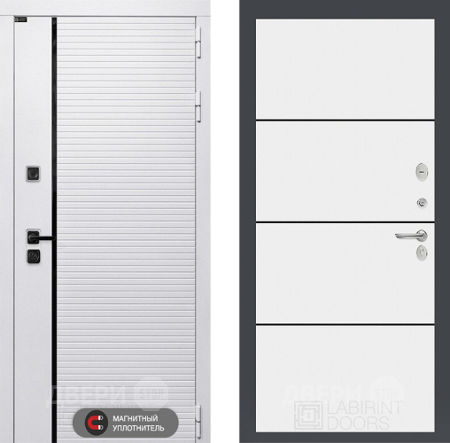 Входная металлическая Дверь Лабиринт (LABIRINT) Royal 25 Белый софт в Красноармейске