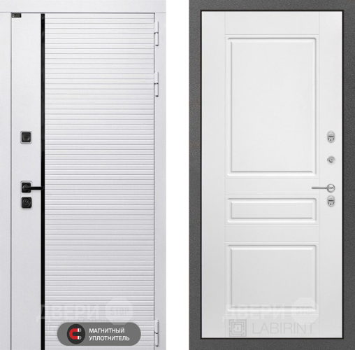 Входная металлическая Дверь Лабиринт (LABIRINT) Royal 03 Белый софт в Красноармейске