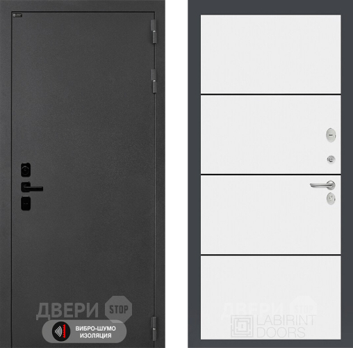Входная металлическая Дверь Лабиринт (LABIRINT) Acustic 25 Белый софт в Красноармейске