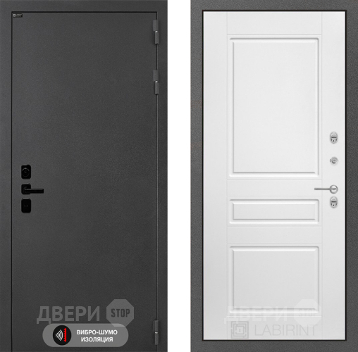 Входная металлическая Дверь Лабиринт (LABIRINT) Acustic 03 Белый софт в Красноармейске