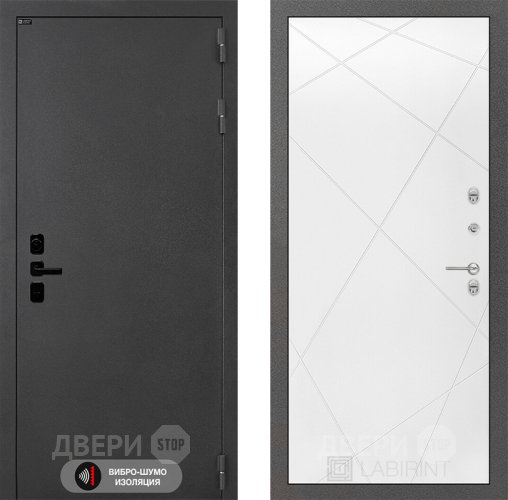 Входная металлическая Дверь Лабиринт (LABIRINT) Acustic 24 Белый софт в Красноармейске