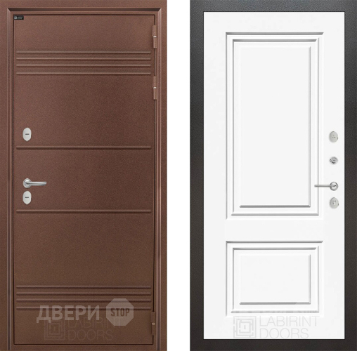 Входная металлическая Дверь Лабиринт (LABIRINT) Термо Лайт 26 Белый (RAL-9003) в Красноармейске