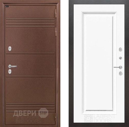 Входная металлическая Дверь Лабиринт (LABIRINT) Термо Лайт 27 Белый (RAL-9003) в Красноармейске