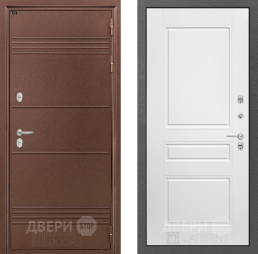Входная металлическая Дверь Лабиринт (LABIRINT) Термо Лайт 03 Белый софт в Красноармейске