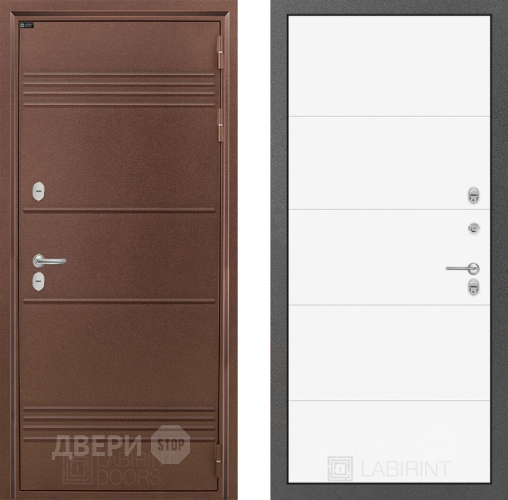 Входная металлическая Дверь Лабиринт (LABIRINT) Термо Лайт 13 Белый софт в Красноармейске