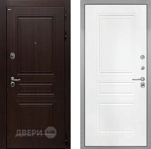 Входная металлическая Дверь Интекрон (INTECRON) Брайтон Тиковое Дерево ФЛ-243 Белый матовый в Красноармейске