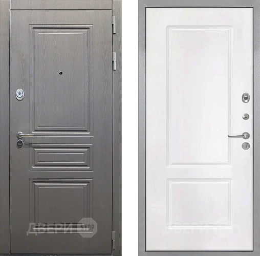 Входная металлическая Дверь Интекрон (INTECRON) Брайтон Графит КВ-2 Белый матовый в Красноармейске