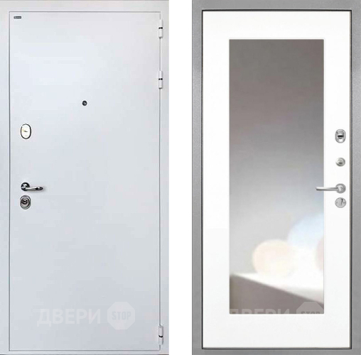 Входная металлическая Дверь Интекрон (INTECRON) Колизей White ФЛЗ-120-М Зеркало Белый матовый в Красноармейске