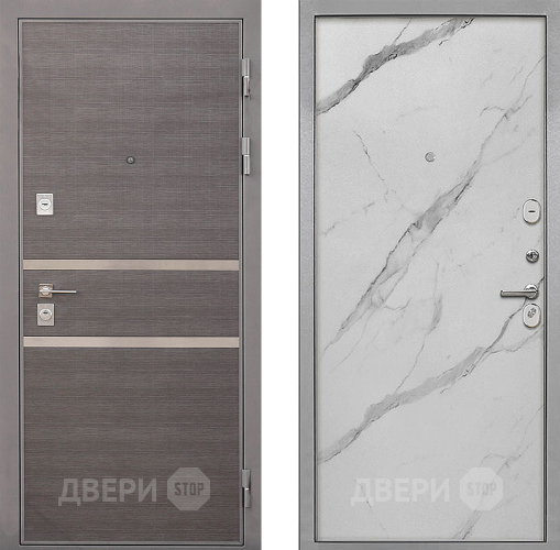 Входная металлическая Дверь Интекрон (INTECRON) Неаполь Гладкая Мрамор натуральный арктик в Красноармейске