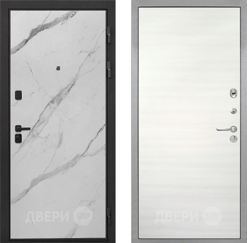 Входная металлическая Дверь Интекрон (INTECRON) Профит Black Мрамор Арктик Гладкая Дуб сильвер поперечный в Красноармейске