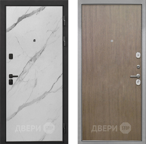 Входная металлическая Дверь Интекрон (INTECRON) Профит Black Мрамор Арктик Гладкая шпон Венге коричневый в Красноармейске