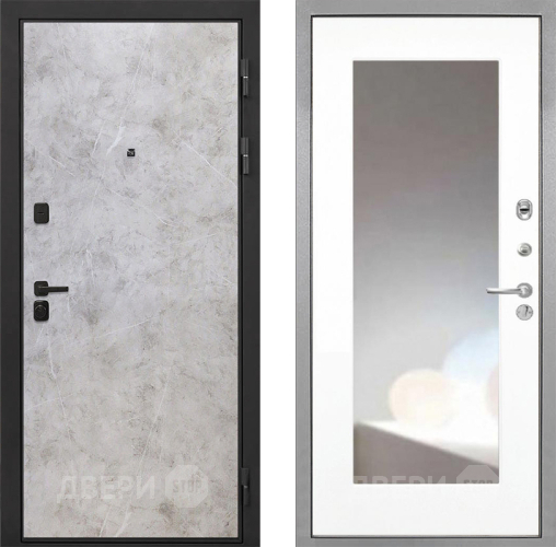 Дверь Интекрон (INTECRON) Профит Black Мрамор Светлый ФЛЗ-120-М Зеркало Белый матовый в Красноармейске