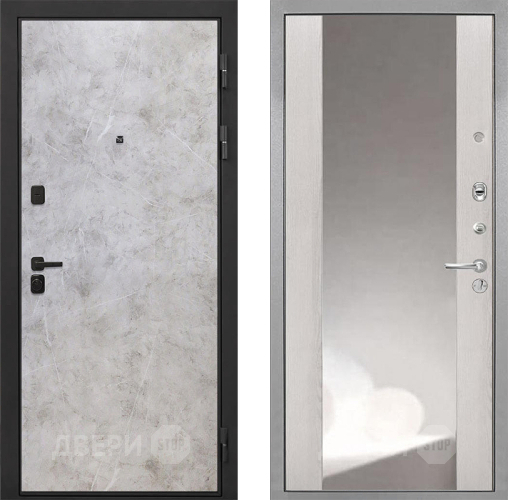 Входная металлическая Дверь Интекрон (INTECRON) Профит Black Мрамор Светлый ФЛЗ-516 Зеркало Сосна белая в Красноармейске