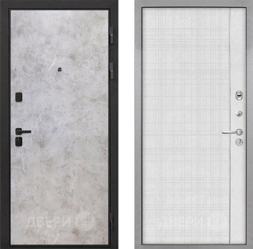 Входная металлическая Дверь Интекрон (INTECRON) Профит Black Мрамор Светлый В-07 с молдингом Лофт белый в Красноармейске