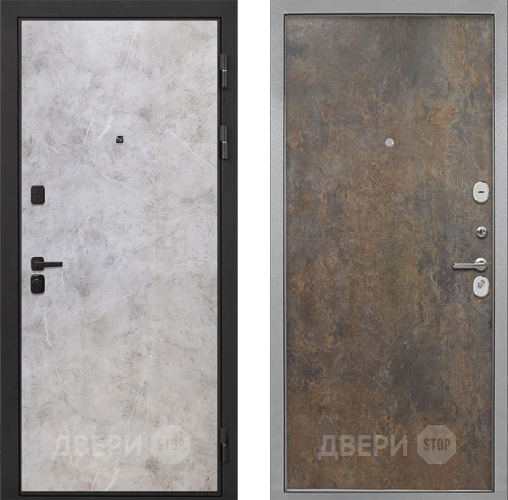 Входная металлическая Дверь Интекрон (INTECRON) Профит Black Мрамор Светлый Гладкая Гранж в Красноармейске