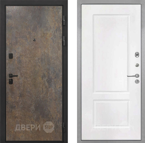 Входная металлическая Дверь Интекрон (INTECRON) Профит Black Гранж КВ-2 Белый матовый в Красноармейске