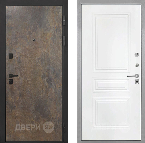Входная металлическая Дверь Интекрон (INTECRON) Профит Black Гранж ФЛ-243 Белый матовый в Красноармейске