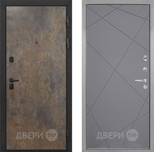 Входная металлическая Дверь Интекрон (INTECRON) Профит Black Гранж Лучи-М Графит софт в Красноармейске
