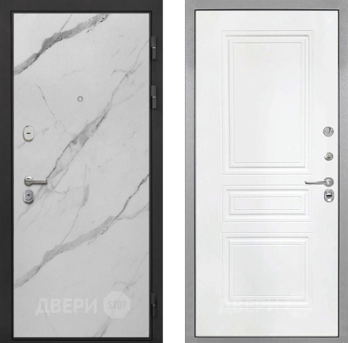 Входная металлическая Дверь Интекрон (INTECRON) Гектор Мрамор Арктик ФЛ-243 Белый матовый в Красноармейске