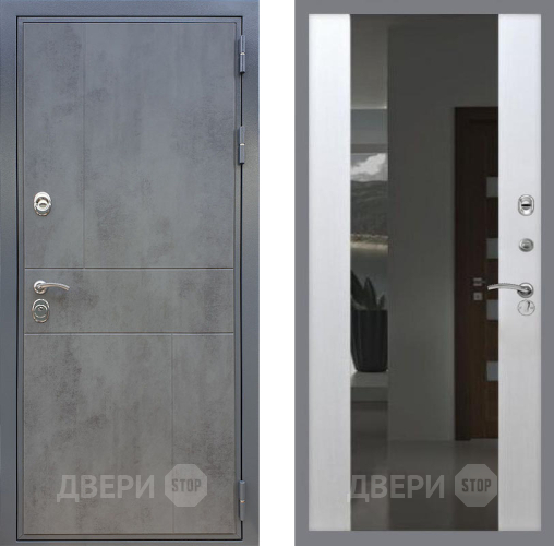 Входная металлическая Дверь Рекс (REX) ФЛ-290 СБ-16 Зеркало Белый ясень в Красноармейске