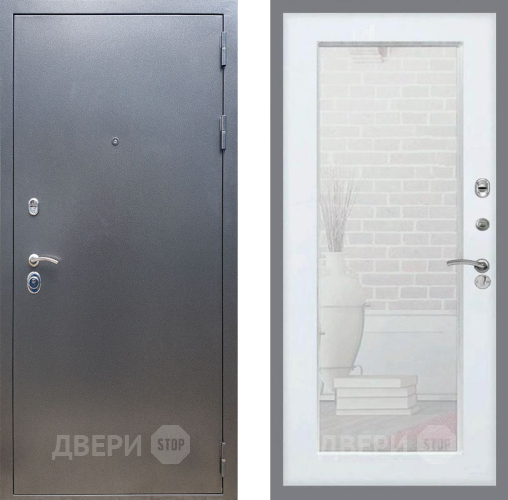 Входная металлическая Дверь Рекс (REX) 11 Зеркало Пастораль Белый ясень в Красноармейске