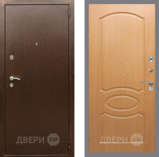 Входная металлическая Дверь Рекс (REX) 1А Медный Антик FL-128 Дуб в Красноармейске