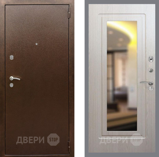 Входная металлическая Дверь Рекс (REX) 1А Медный Антик FLZ-120 Беленый дуб в Красноармейске