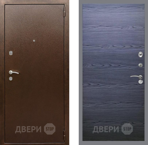 Входная металлическая Дверь Рекс (REX) 1А Медный Антик GL Дуб тангенальный черный в Красноармейске