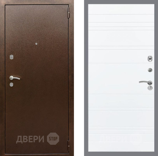 Входная металлическая Дверь Рекс (REX) 1А Медный Антик Line Силк Сноу в Красноармейске