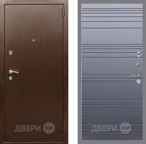 Входная металлическая Дверь Рекс (REX) 1А Медный Антик Line Силк титан в Красноармейске
