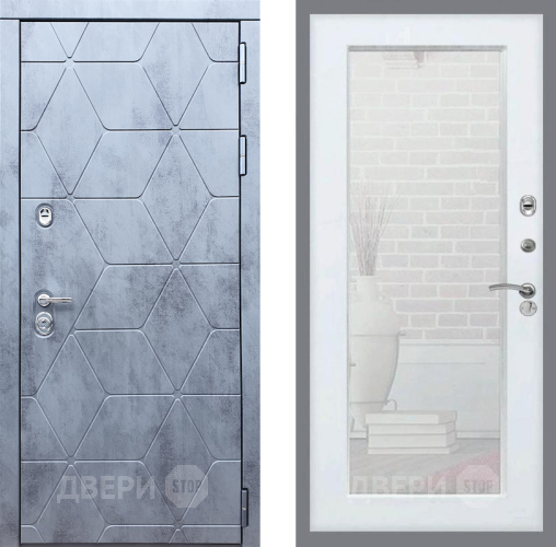 Входная металлическая Дверь Рекс (REX) 28 Зеркало Пастораль Белый ясень в Красноармейске