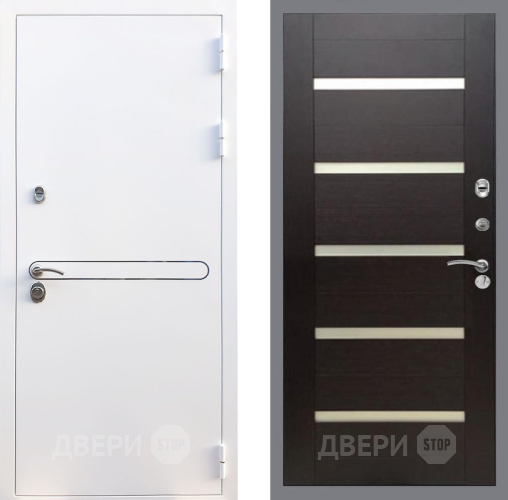 Входная металлическая Дверь Рекс (REX) 27 СБ-14 стекло белое венге поперечный в Красноармейске